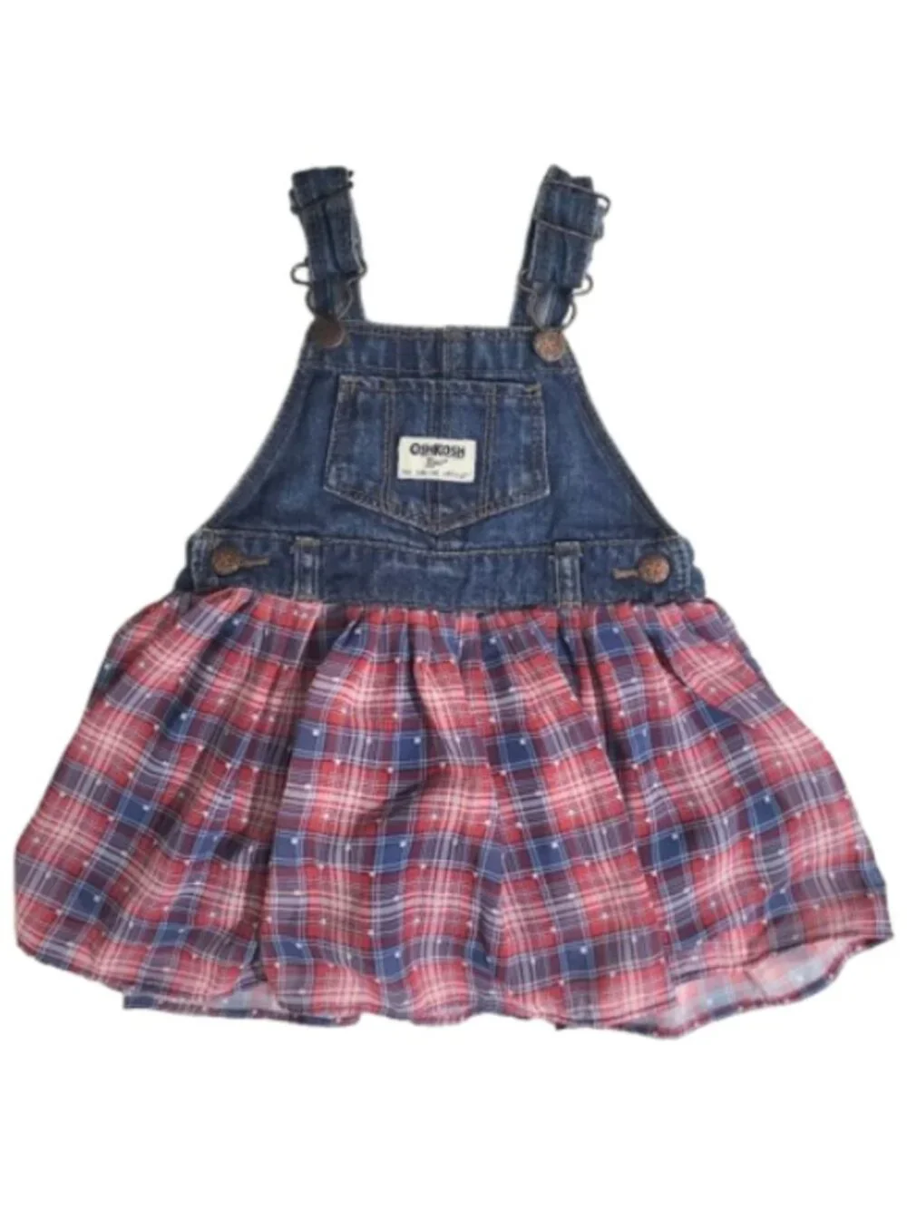 OSHKOSH B'GOSH Denim Blue Jean Bib Overall Dress - Infant Girl's 12 Months